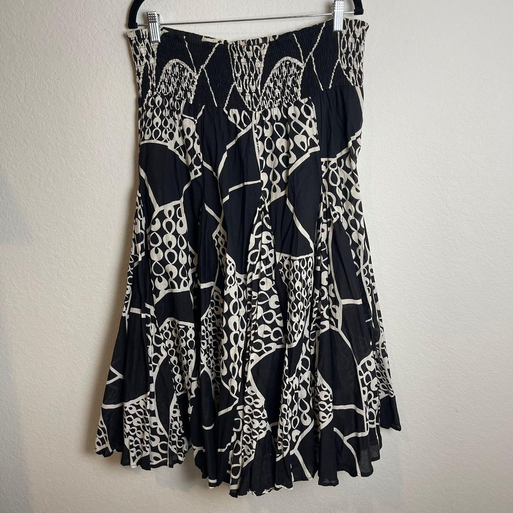 Chelsea & Theodore Skirt Abstract Black & White Boho Stretchy Romantic Y2k Artsy
